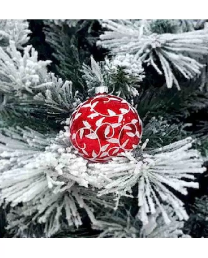 1Pz Pallina Di Vetro Decorata A Mano Rosso Lucido 80Mm>* Flash Sale
