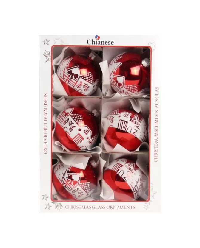 1Pz Pallina Di Vetro Decorata A Mano Rosso Lucido 80Mm>* Flash Sale