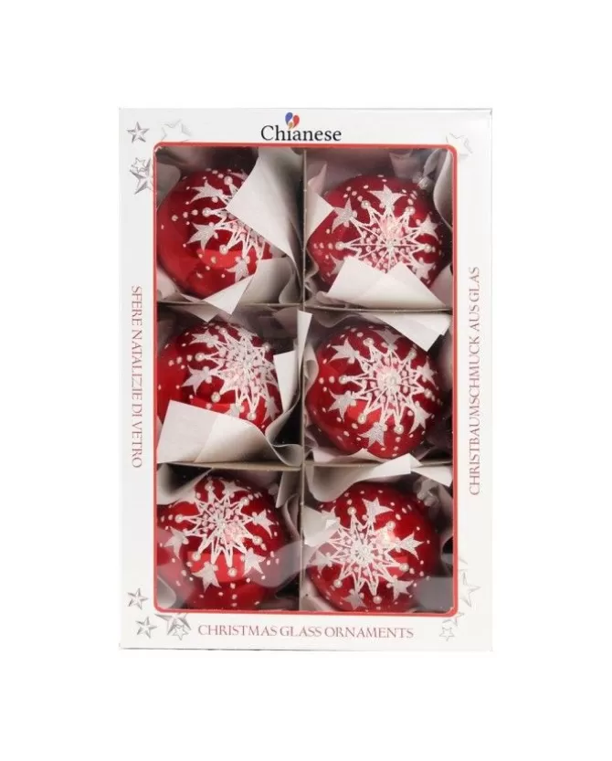 1Pz Pallina Di Vetro Decorata A Mano Rosso Lucido 80Mm>* Outlet