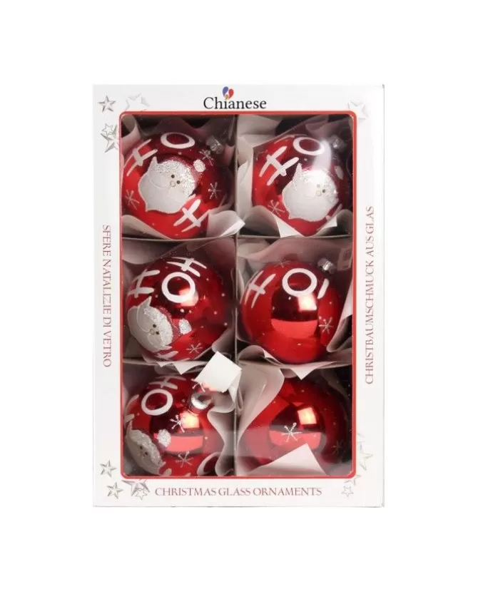 1Pz Pallina Di Vetro Decorata A Mano Rosso Lucido 80Mm>* New