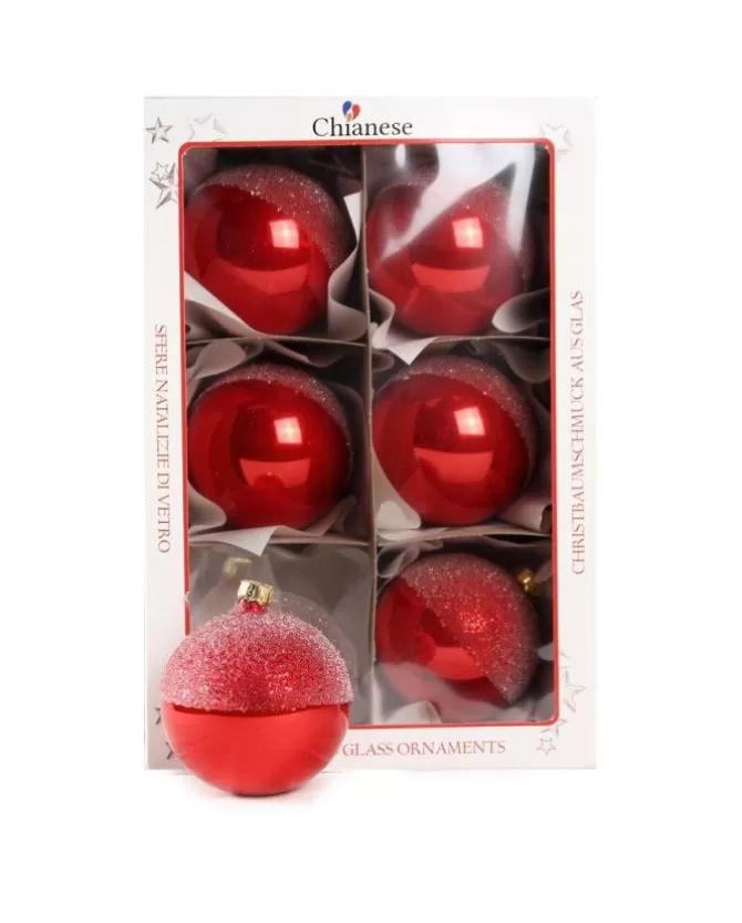 1Pz Pallina Di Vetro Decorata A Mano Rosso Lucido 80Mm>* Hot