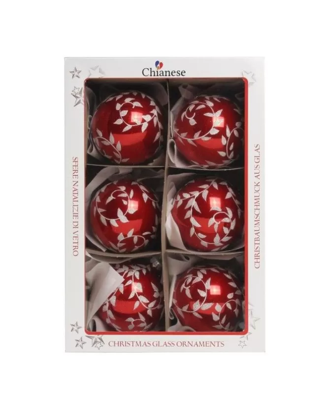 1Pz Pallina Di Vetro Decorata A Mano Rosso Lucido 80Mm>* Flash Sale