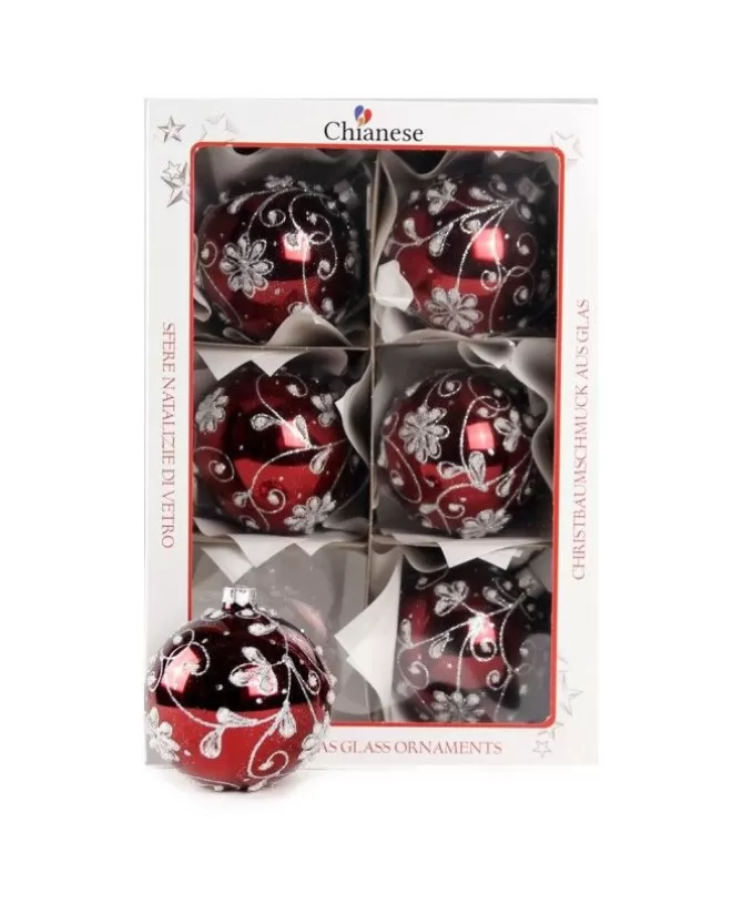 1Pz Pallina Di Vetro Decorata A Mano Rosso Lucido 80Mm>* Store