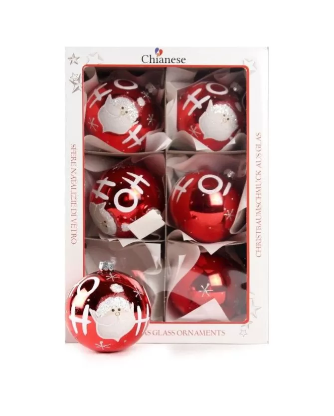 1Pz Pallina Di Vetro Decorata A Mano Rosso Lucido 80Mm>* New