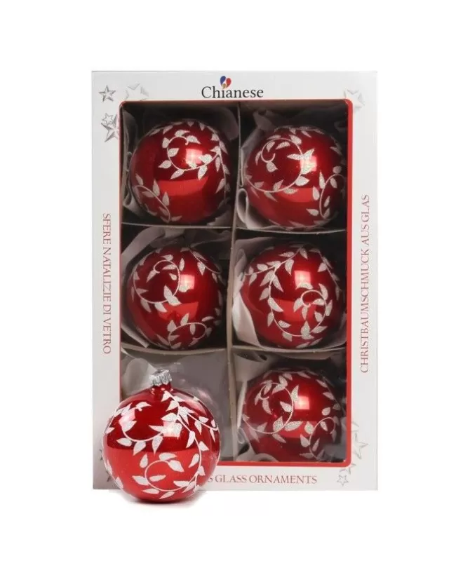 1Pz Pallina Di Vetro Decorata A Mano Rosso Lucido 80Mm>* Flash Sale