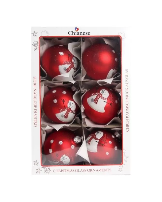 1Pz Pallina Di Vetro Decorata A Mano Rosso Opaco 80M>* Best