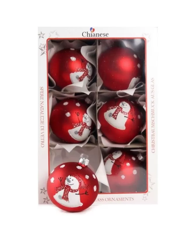 1Pz Pallina Di Vetro Decorata A Mano Rosso Opaco 80M>* Best