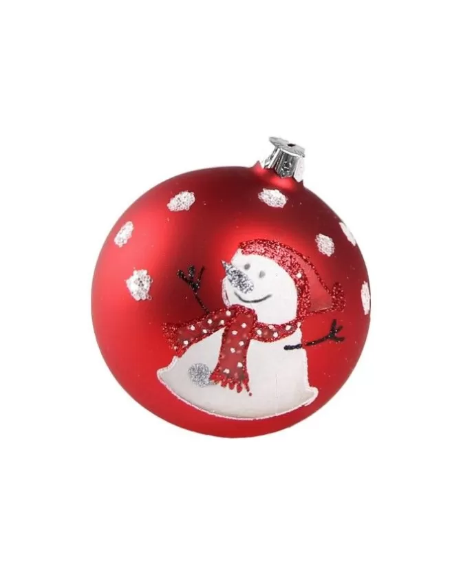 1Pz Pallina Di Vetro Decorata A Mano Rosso Opaco 80M>* Best