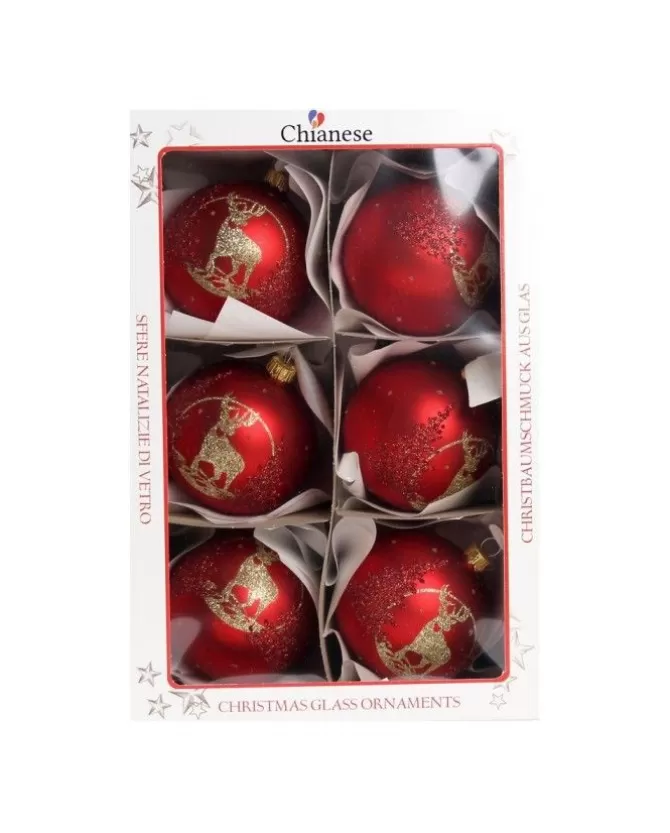 1Pz Pallina Di Vetro Decorata A Mano Rosso Opaco 80Mm>* Best
