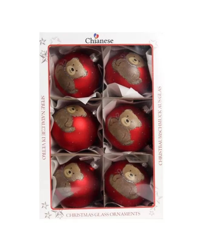 1Pz Pallina Di Vetro Decorata A Mano Rosso Opaco 80Mm>* Store