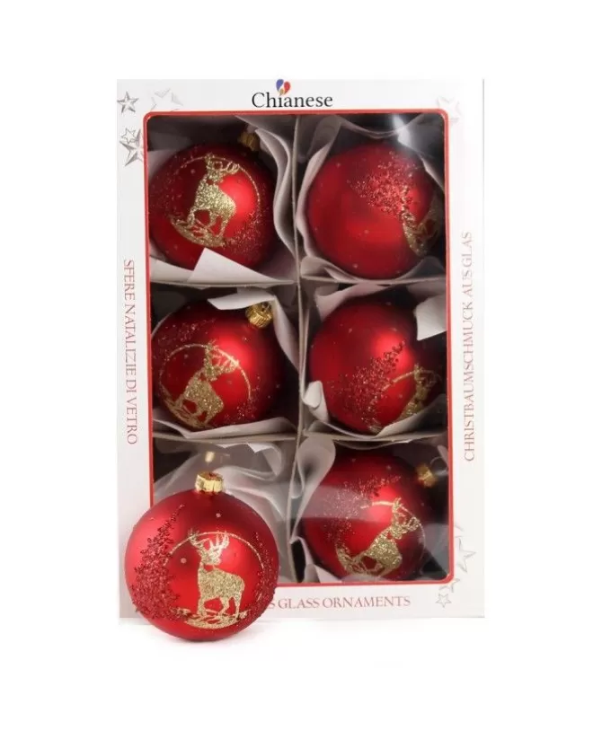 1Pz Pallina Di Vetro Decorata A Mano Rosso Opaco 80Mm>* Best