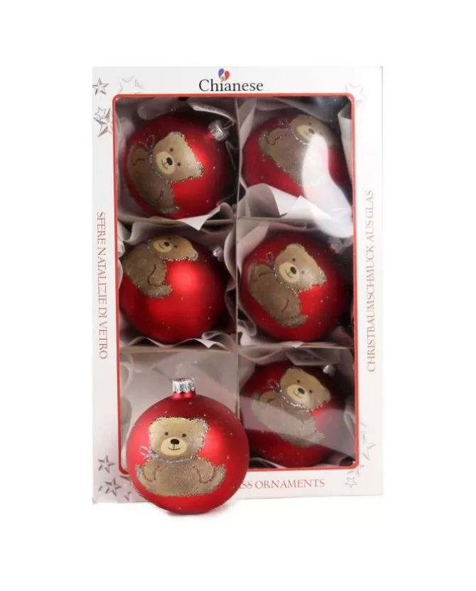1Pz Pallina Di Vetro Decorata A Mano Rosso Opaco 80Mm>* Store
