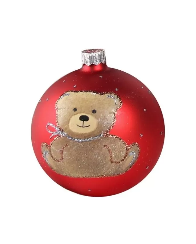 1Pz Pallina Di Vetro Decorata A Mano Rosso Opaco 80Mm>* Store