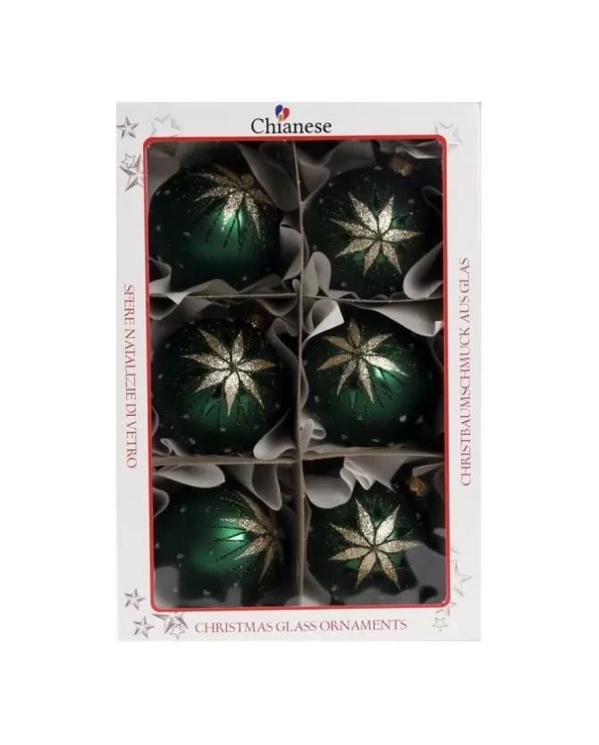 1Pz Pallina Di Vetro Decorata A Mano Verde Opaco 80Mm>* Clearance