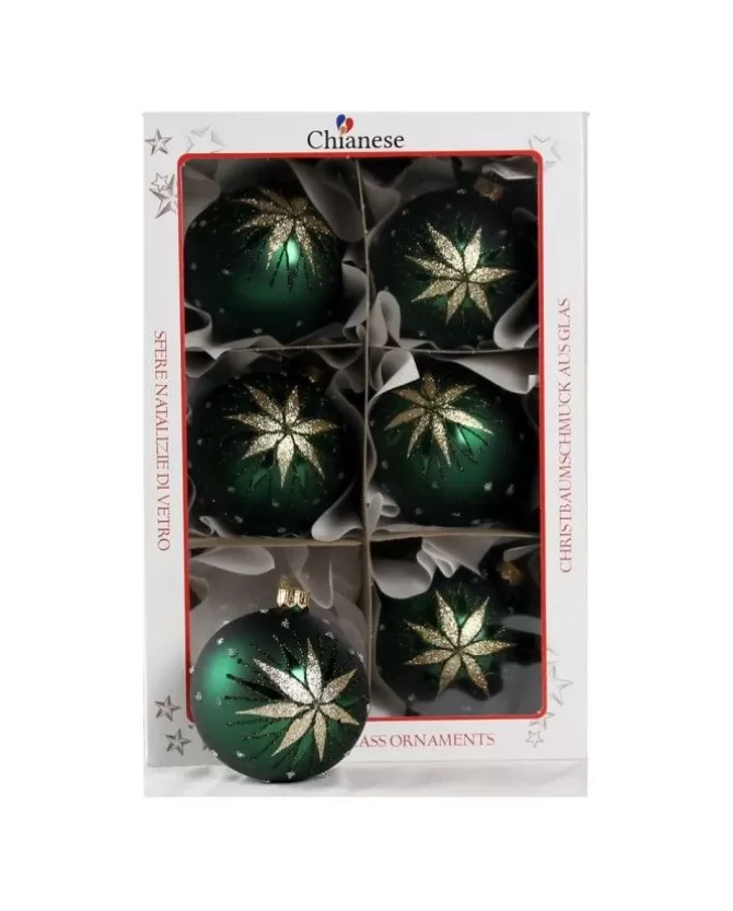 1Pz Pallina Di Vetro Decorata A Mano Verde Opaco 80Mm>* Clearance