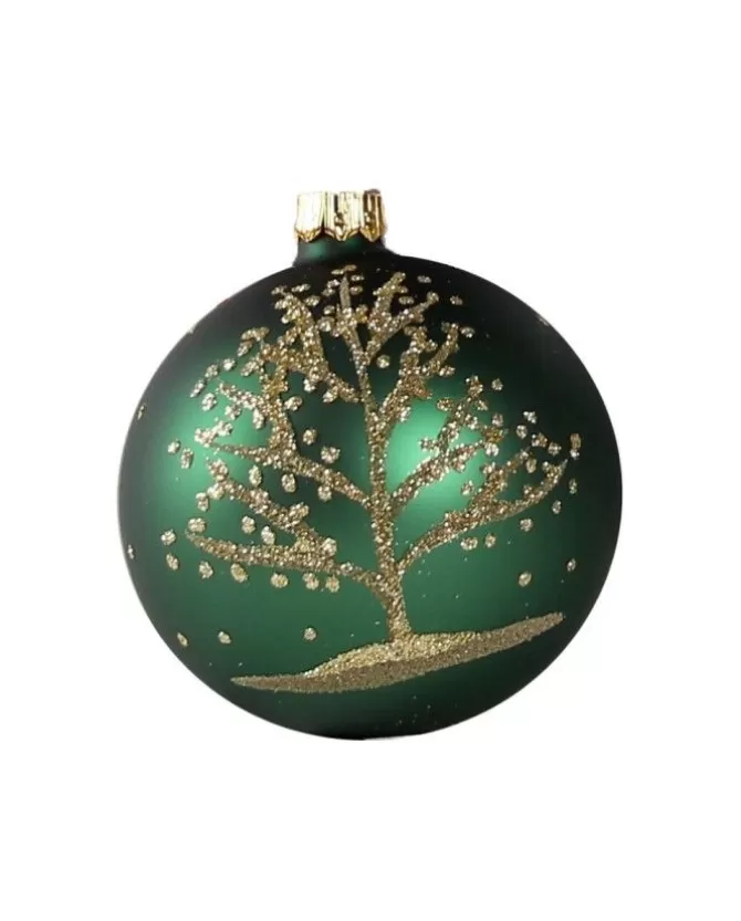 1Pz Pallina Di Vetro Decorata A Mano Verde Opaco 80Mm>* Hot