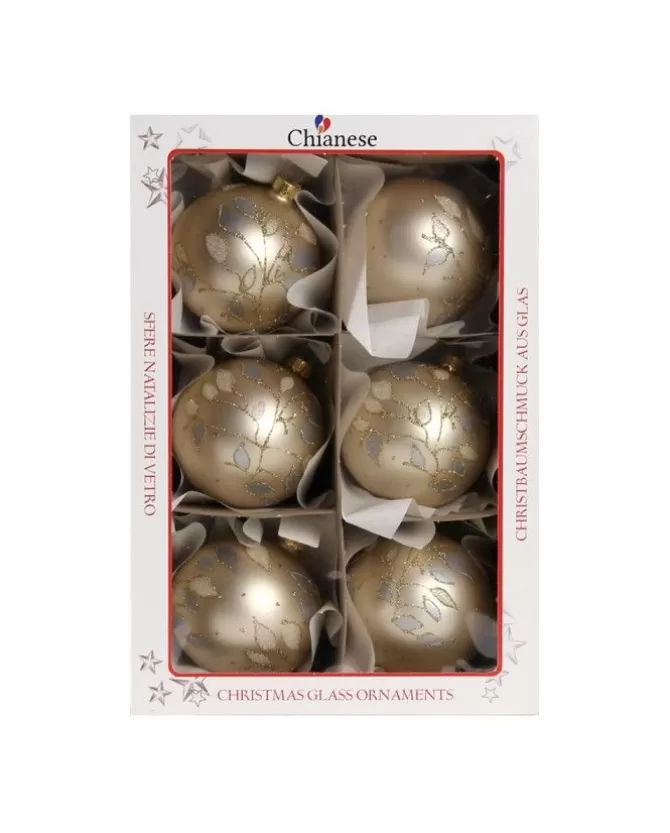 1Pz Pallina Di Vetro Decorata Champagne Opaco 80Mm>KAEMING Shop