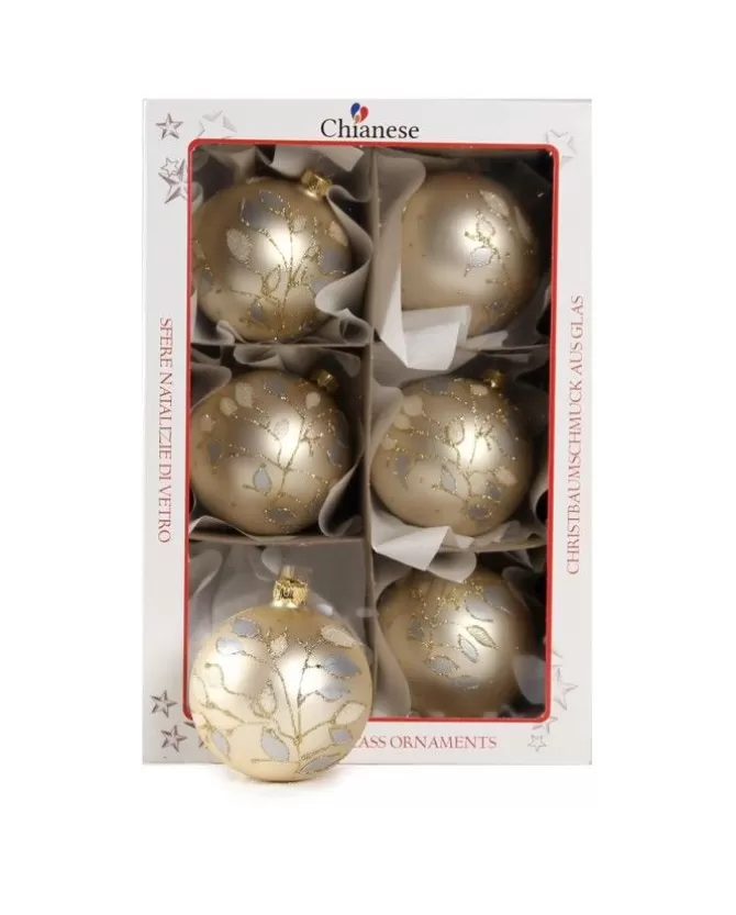 1Pz Pallina Di Vetro Decorata Champagne Opaco 80Mm>KAEMING Shop