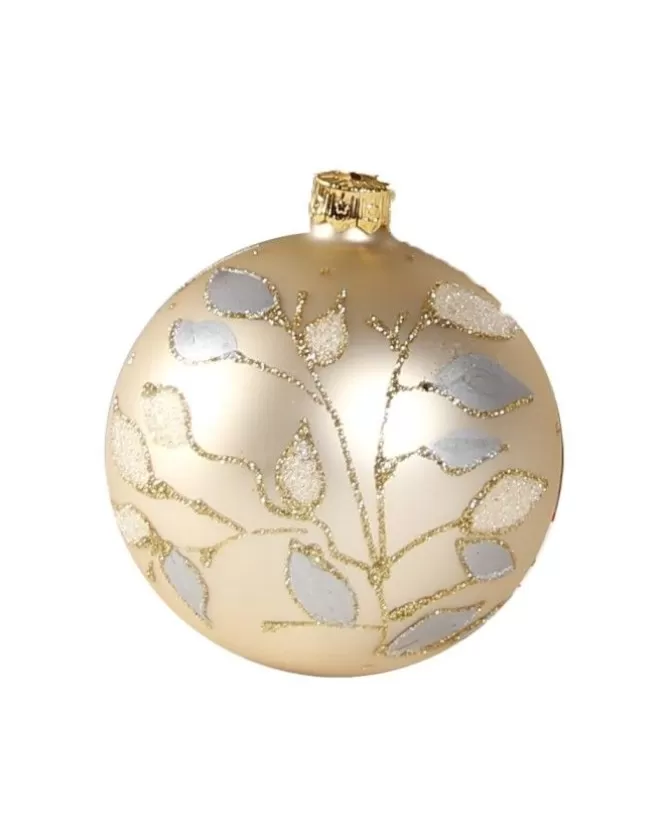 1Pz Pallina Di Vetro Decorata Champagne Opaco 80Mm>KAEMING Shop