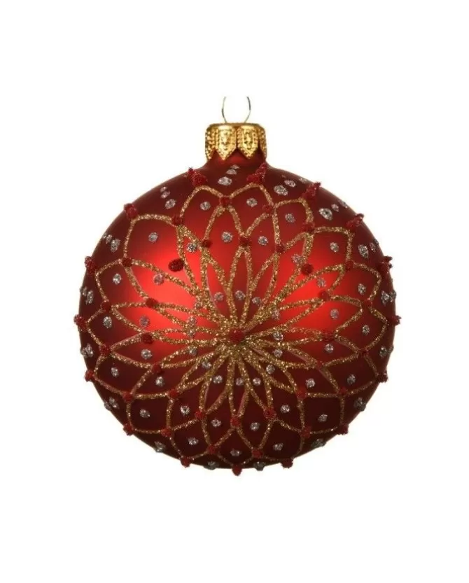 1Pz Pallina Di Vetro Decorata Rosso Opaco 80Mm>KAEMING Clearance