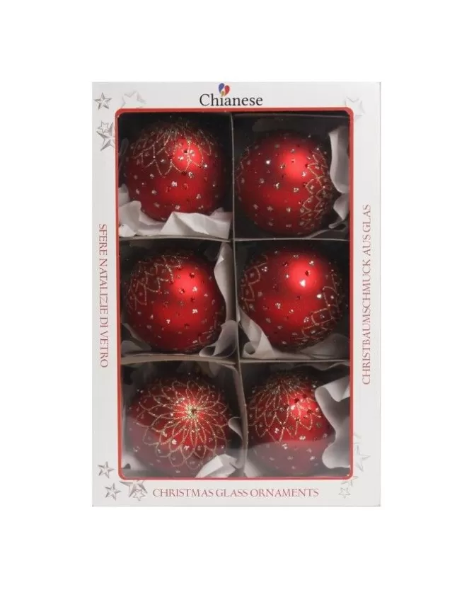 1Pz Pallina Di Vetro Decorata Rosso Opaco 80Mm>KAEMING Clearance