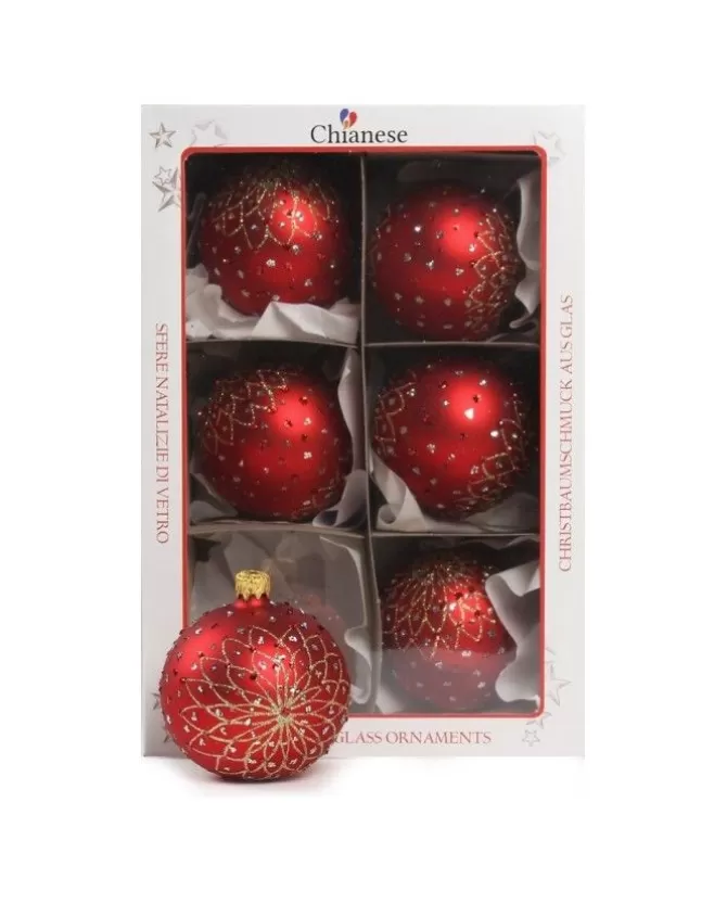 1Pz Pallina Di Vetro Decorata Rosso Opaco 80Mm>KAEMING Clearance