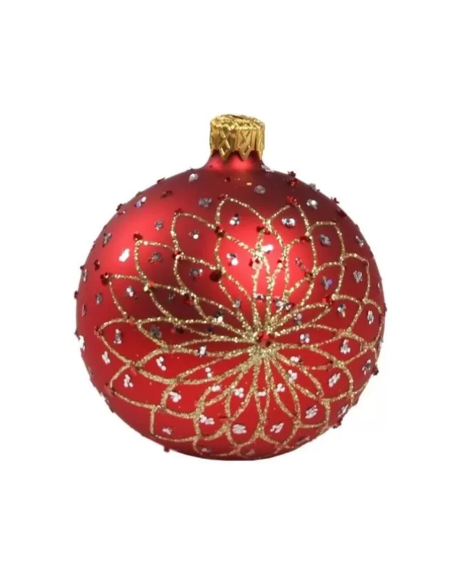 1Pz Pallina Di Vetro Decorata Rosso Opaco 80Mm>KAEMING Clearance