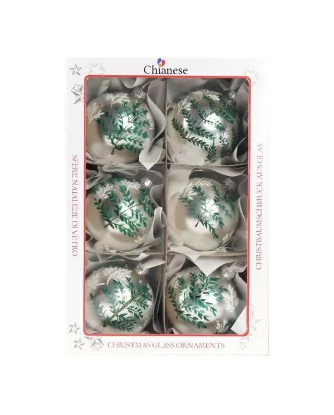 1Pz Pallina In Vetro Decorata A Mano Argento Opaco 80Mm>* Best Sale