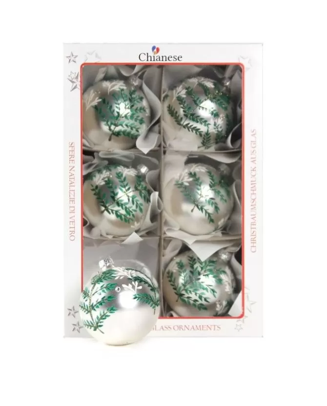1Pz Pallina In Vetro Decorata A Mano Argento Opaco 80Mm>* Best Sale