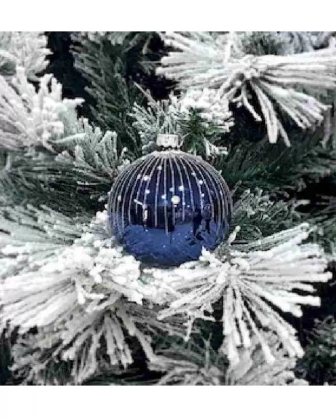 1Pz Pallina Sfera Di Vetro Decorata A Mano 80Mm Per Albero Di Natale>* Clearance