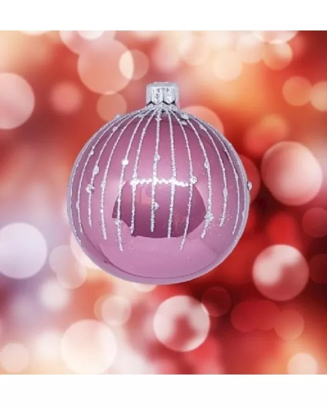 1Pz Pallina Sfera Di Vetro Decorata A Mano 80Mm Per Albero Di Natale>* Sale