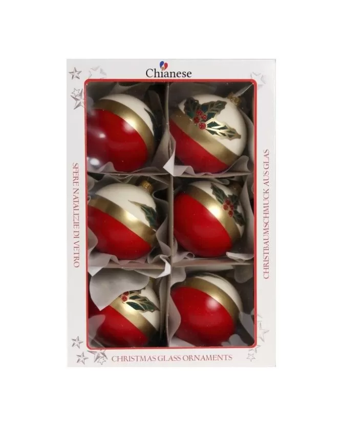 1Pz Pallina Sfera Di Vetro Decorata A Mano 80Mm Per Albero Di Natale>* Flash Sale