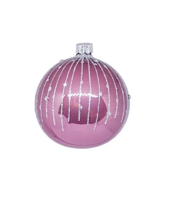 1Pz Pallina Sfera Di Vetro Decorata A Mano 80Mm Per Albero Di Natale>* Sale