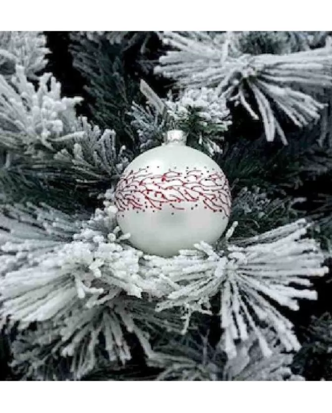 1Pz Pallina Sfera Di Vetro Decorata A Mano 80Mm Per Albero Di Natale Bianca>* Online