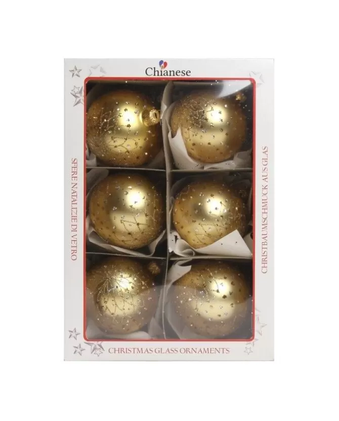1Pz Pallina Sfera Di Vetro Decorata A Mano Oro 80Mm>KAEMING New