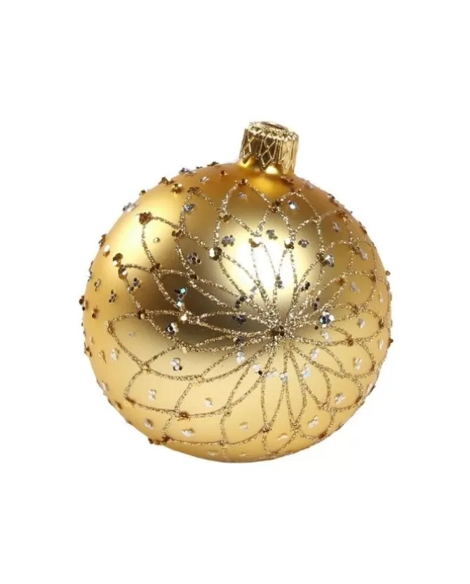 1Pz Pallina Sfera Di Vetro Decorata A Mano Oro 80Mm>KAEMING New