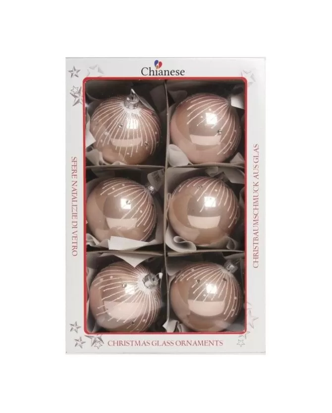 1Pz Pallina Sfera Di Vetro Decorata A Mano Rosa Lucido 80Mm>* Best