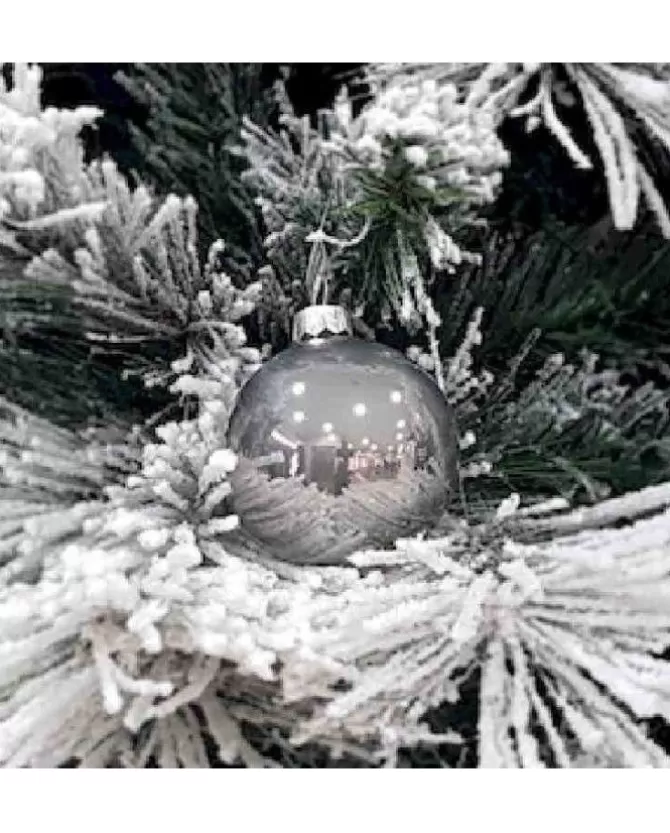 1Pz Pallina Sfera Di Vetro Liscia 60Mm Per Albero Di Natale Argento>* Best Sale