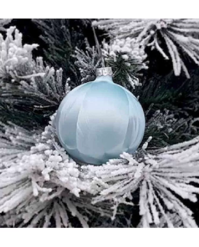 1Pz Pallina Sfera Di Vetro Liscia 80Mm Per Albero Di Natale Celeste>* Clearance