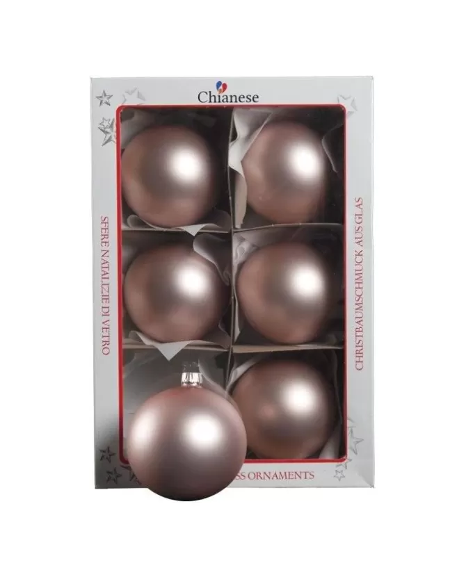 1Pz Pallina Sfera Di Vetro Liscia 80Mm Per Albero Di Natale Rosa>* New