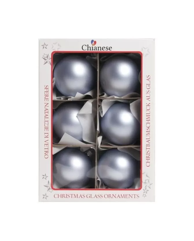 1Pz Pallina Sfera Di Vetro Liscia Celeste Opaco 60Mm Per Albero Di Natale>* New