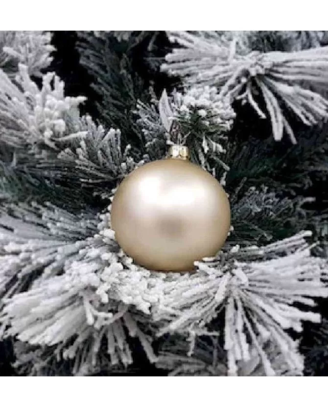 1Pz Pallina Sfera Di Vetro Liscia Champagne Opaco 80Mm Per Albero Di Natale>* Shop