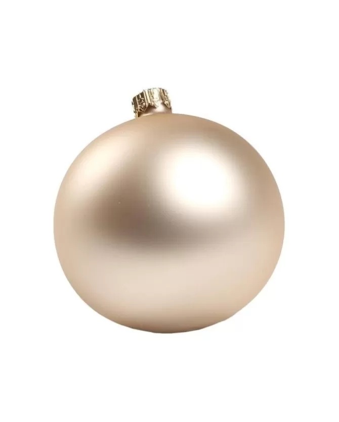 1Pz Pallina Sfera Di Vetro Liscia Champagne Opaco 80Mm Per Albero Di Natale>* Shop