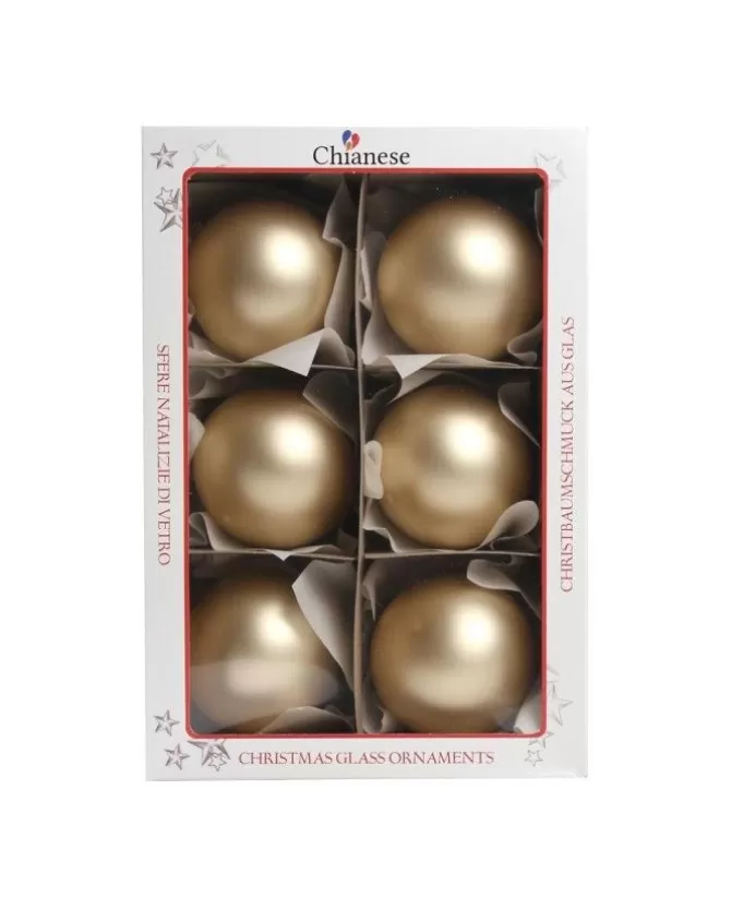 1Pz Pallina Sfera Di Vetro Liscia Oro Opaco 80Mm Per Albero Di Natale>* Outlet