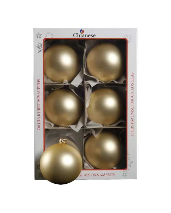 1Pz Pallina Sfera Di Vetro Liscia Oro Opaco 80Mm Per Albero Di Natale>* Outlet