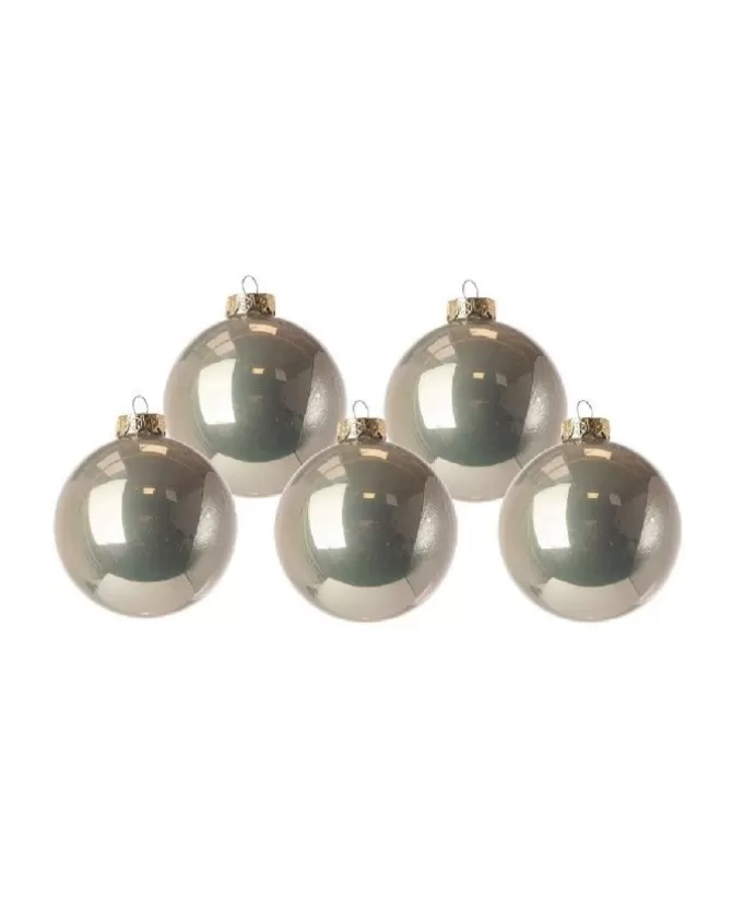 1Pz Pallina Sfera Di Vetro Liscia Platino 80Mm Per Albero Di Natale>ARPIMEX New