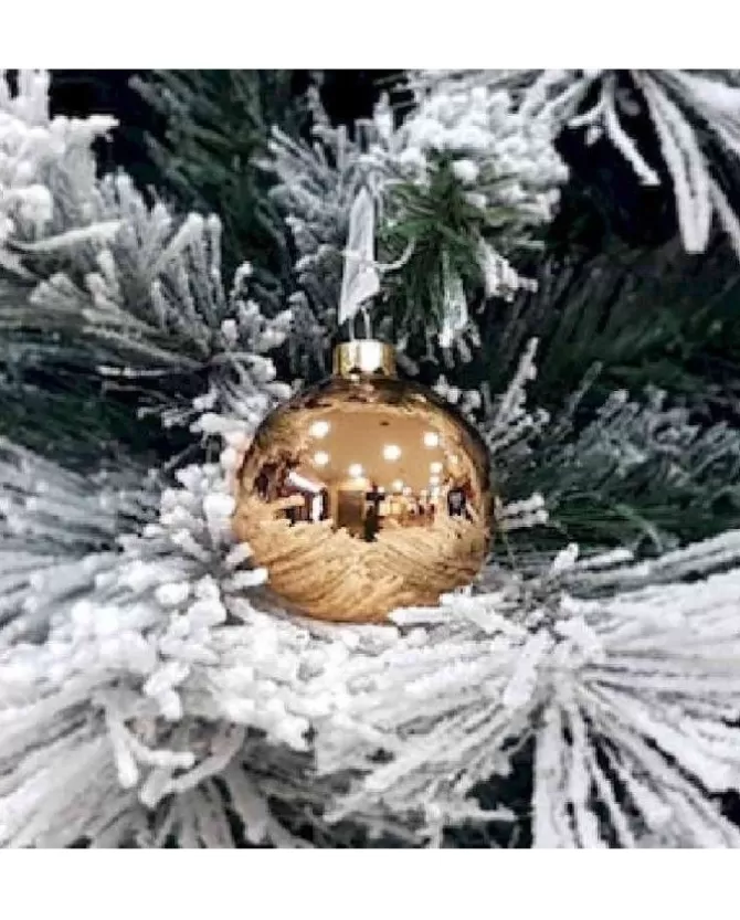 1Pz Pallina Sfera Di Vetro Rame Lucido 60Mm Per Albero Di Natale>* Sale