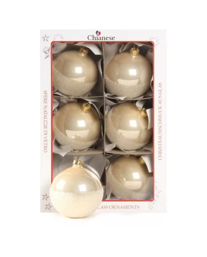 1Pz Sfera Di Vetro Decorata A Mano Champagne Lucido 80Mm>* New