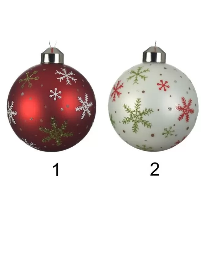 1Pz Sfera Pallina In Vetro Disponibile In Due Colori Con Decoro Fiocco Di Neve>KAEMING Clearance