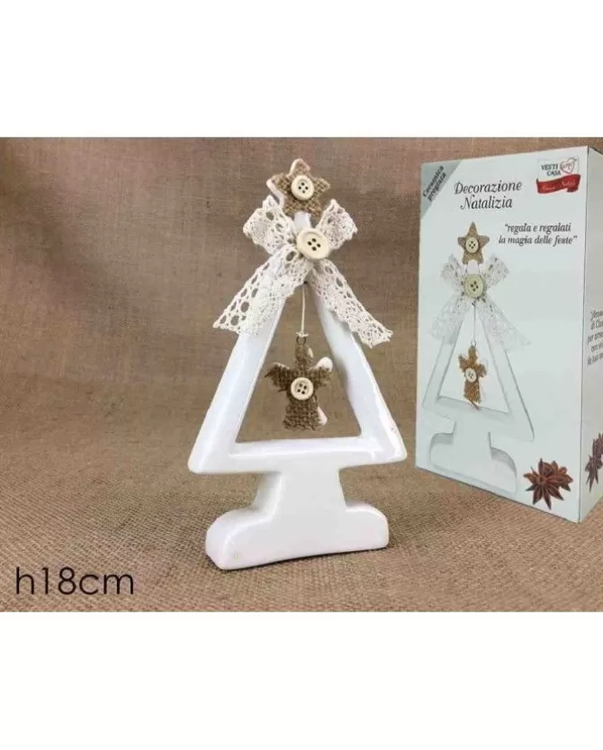 Addobbo Albero Di Natale Bianco Con Bottone E Juta 18Cm>GENERAL TRADE Fashion